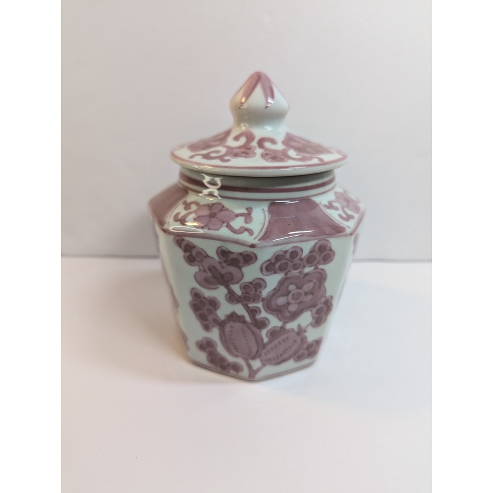 Vintage Chinese Red and White Jar With Lid